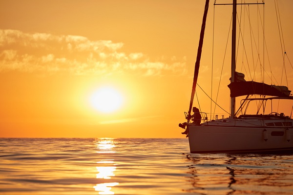 yacht in the sunset