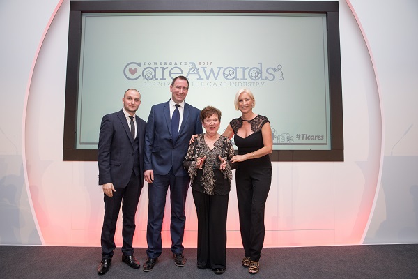 Richard Webb, Stephen Davis from Zurich UK, Volunteer of the Year Pamela Humphrey, Denise Van Outen