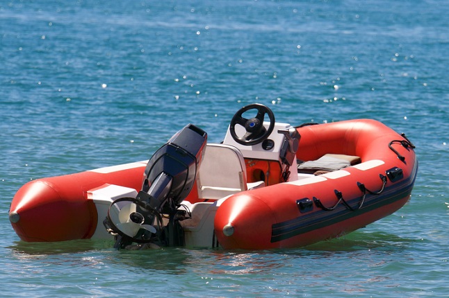 Orange RIB in harbour