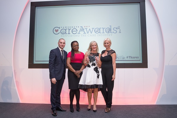 Richard Webb, Zanele Sibanda from Towergate Health & Protection, winner of Outstanding Contribution to the Education Sector Debra Murphy, Denise Van Outen