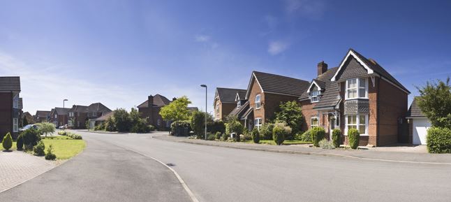 residential street in spring time