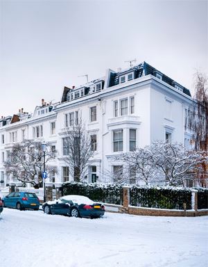 residential street in the winter time